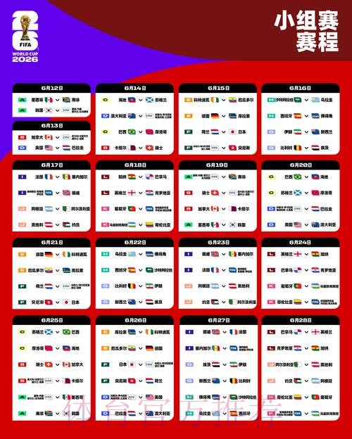 2026世界杯美国赛程表 2026世界杯美国赛程表